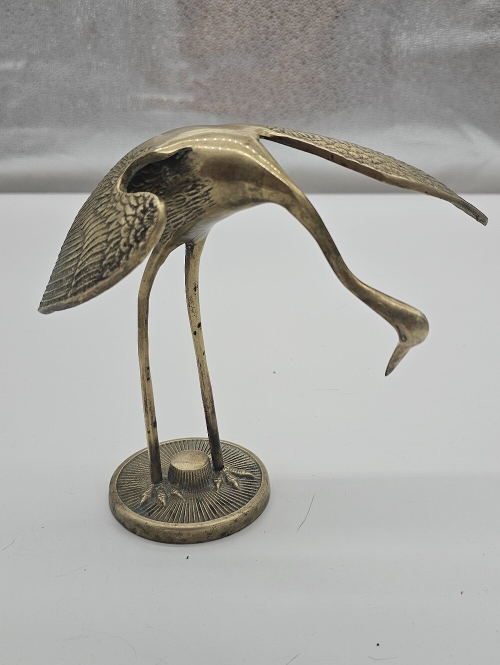 Brass Heron or Crane Sculpture Home Art